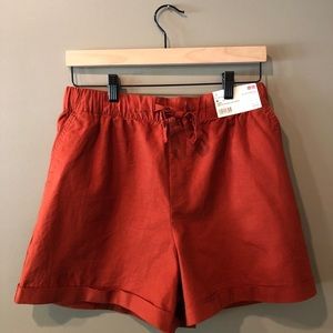 UNIQLO Linen Cotton Relaxed Shorts Dark Orange M